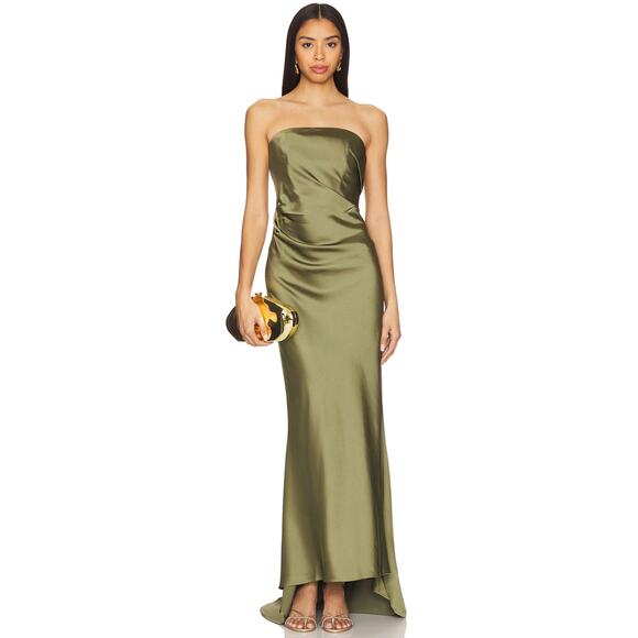 Significant Other Lucile Strapless Gown in Pesto - Picture 1 of 9